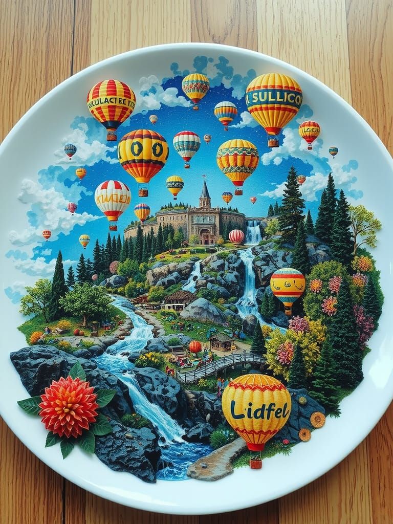 Vibrant Mosaic Scene Unfolds from Pristine White Plate