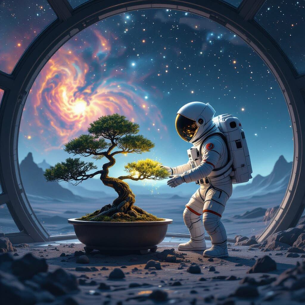 Astronaut with a bonsai tree