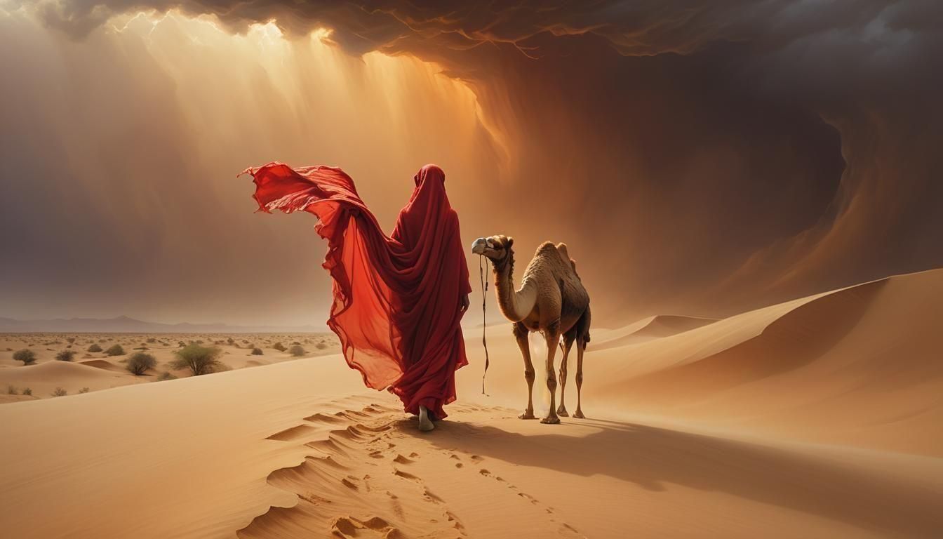 Surreal Desert Stormscape in Vibrant Colors