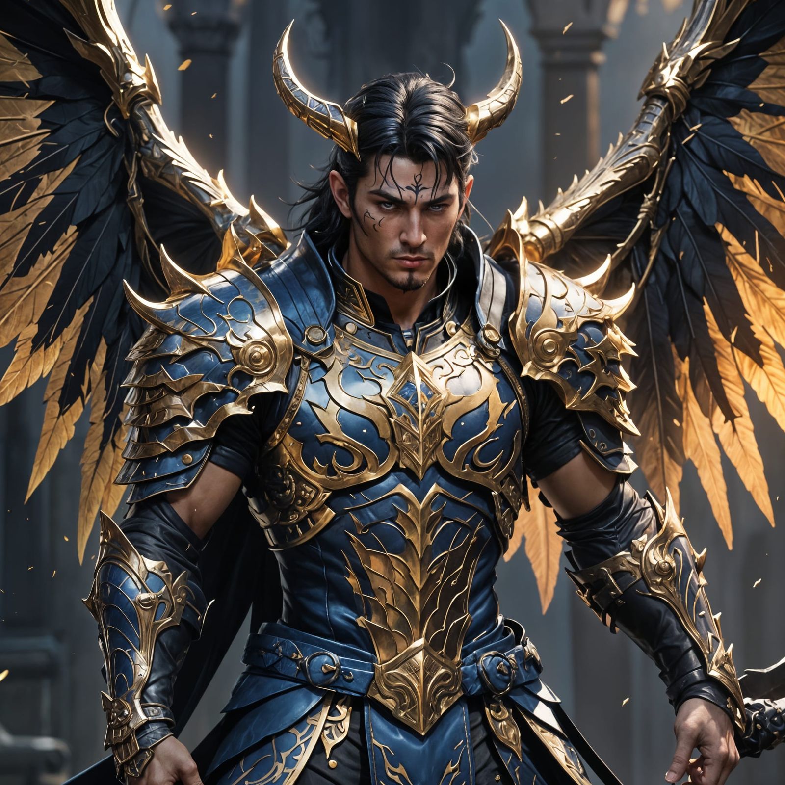 Elegant Fae Warrior with Bat Wings in 3D Anime Art