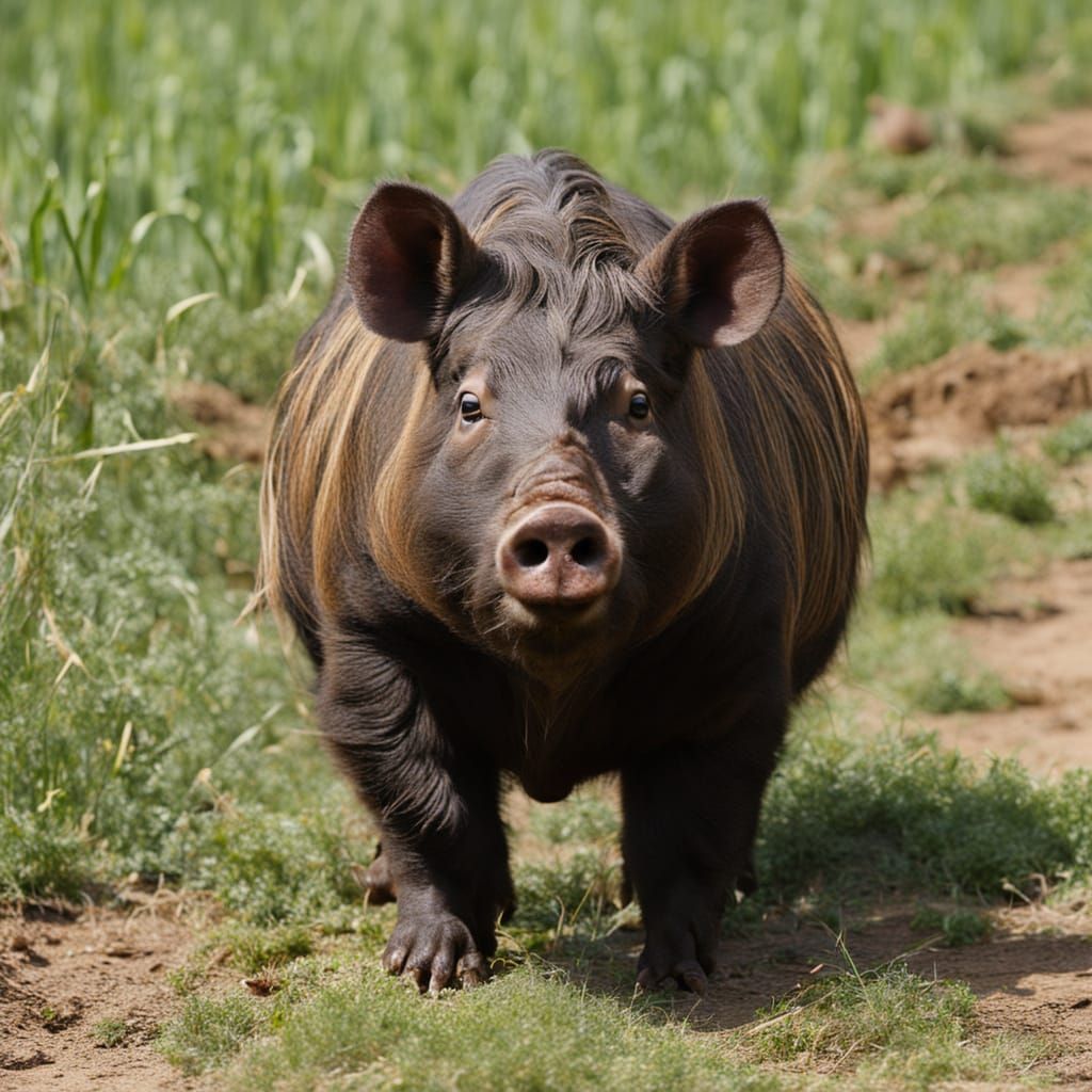 Hunter Comforts a Wild Boar