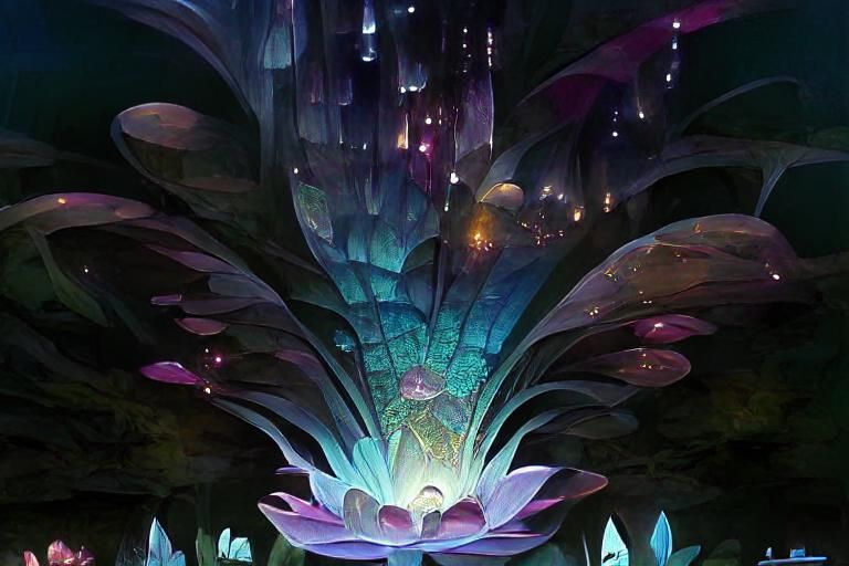Glowing Lotus in a Magical Fantasy World