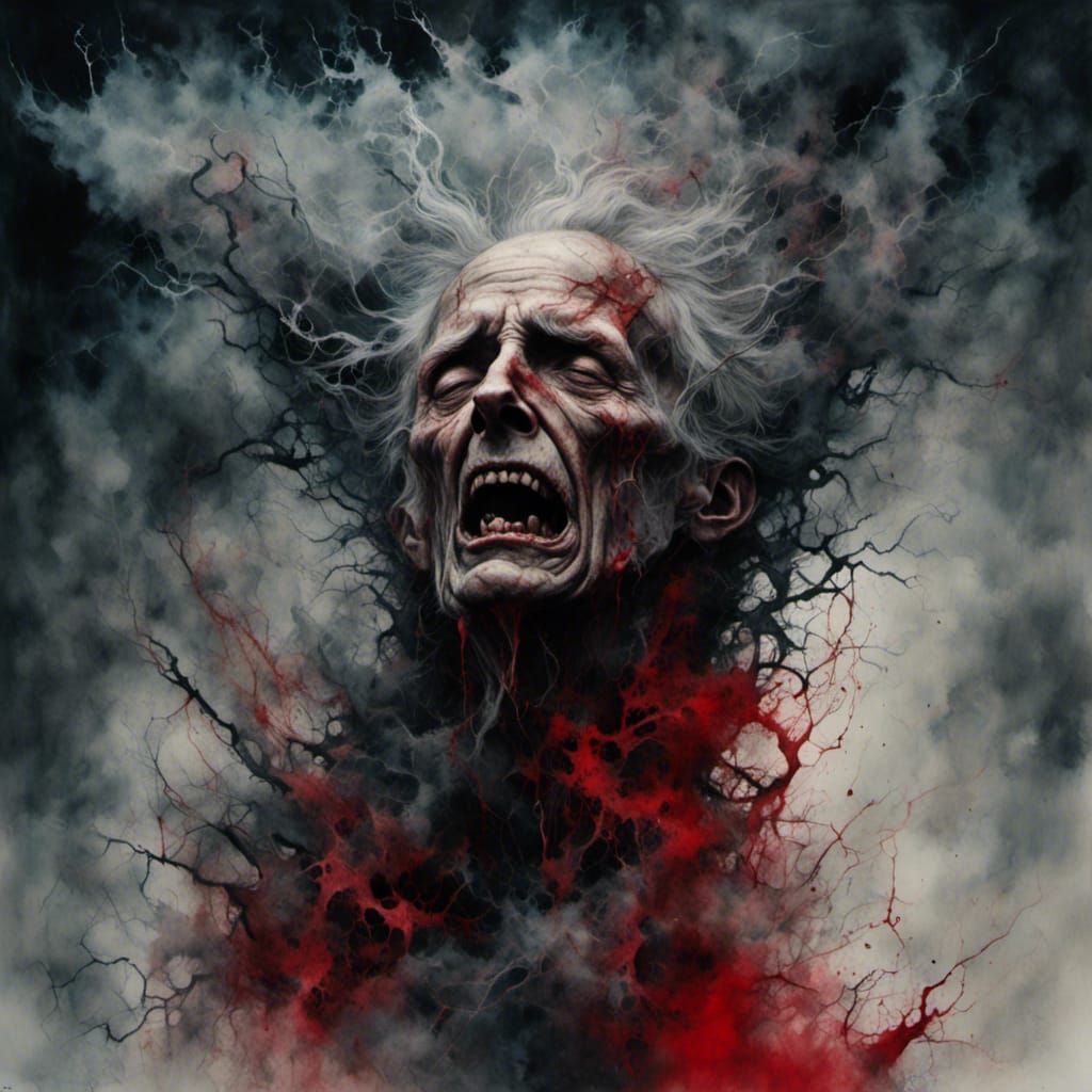 Gothic Horror: Crying Old Man in Despair