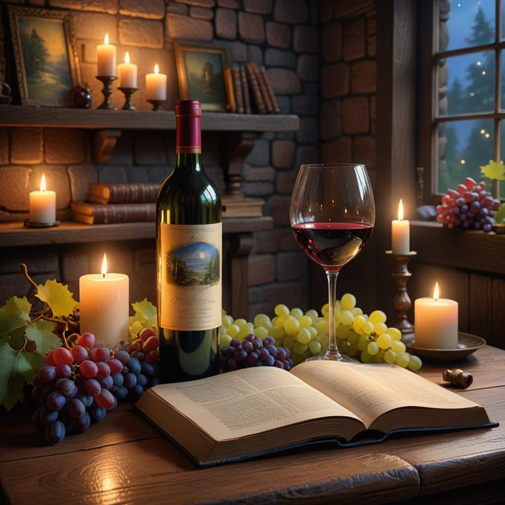 Whimsical Wine Scene in Dreamy Fantasy Style