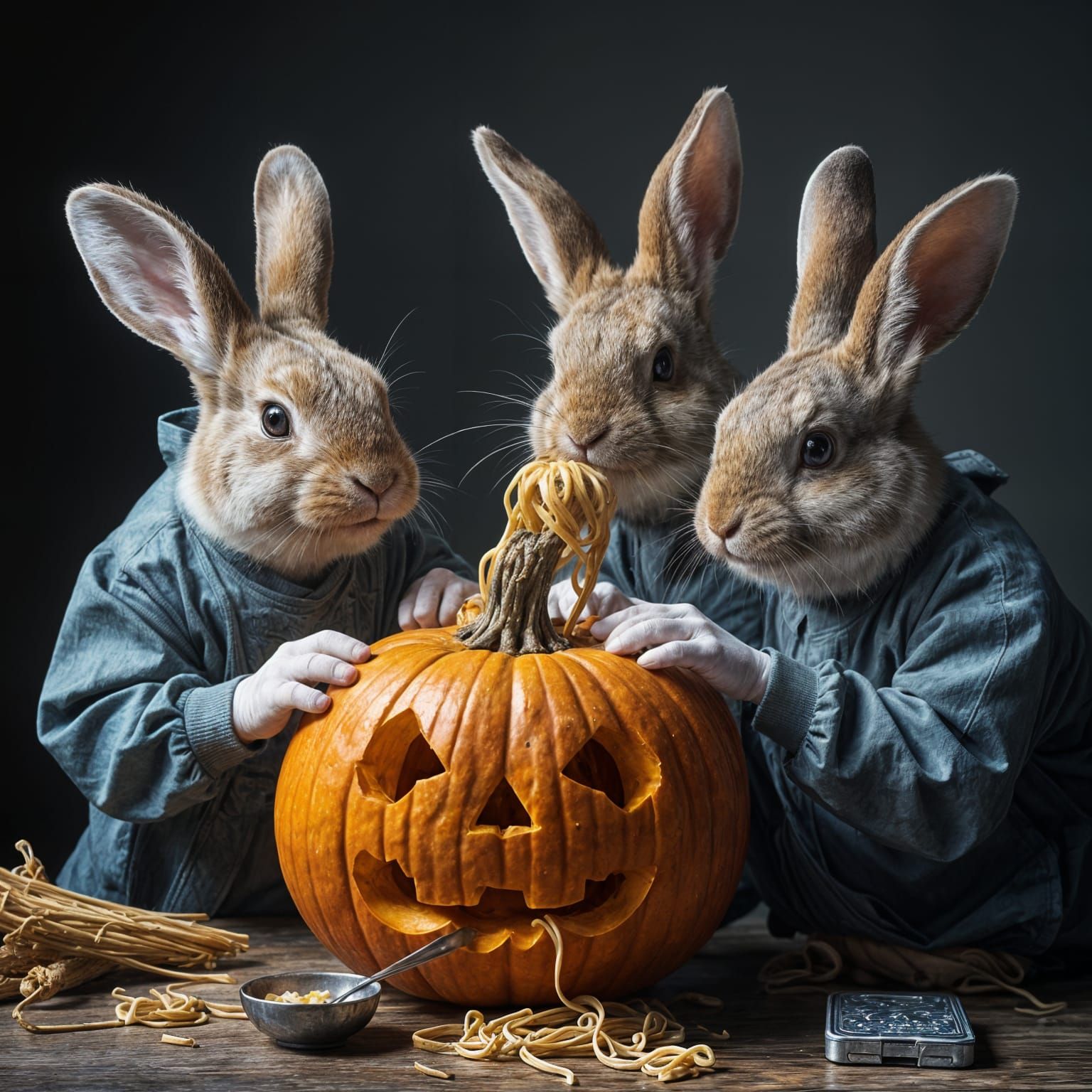 Rabbit Neurosurgeons Create Pumpkin Ramen Art