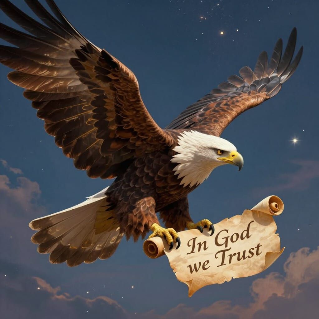 Majestic Eagle Soaring Through Celestial Sky