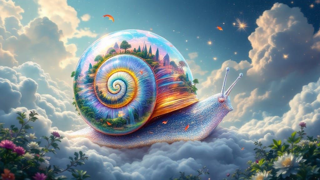 Surreal Snail World in Dreamy Ethereal Atmosphere