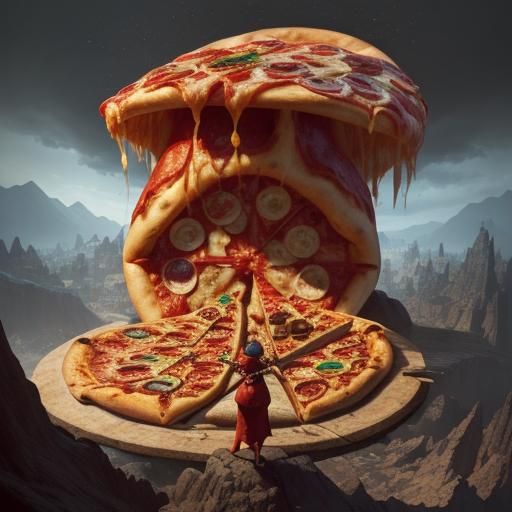 Pizza Eating Pizza: Detailed Fantasy Concept Art