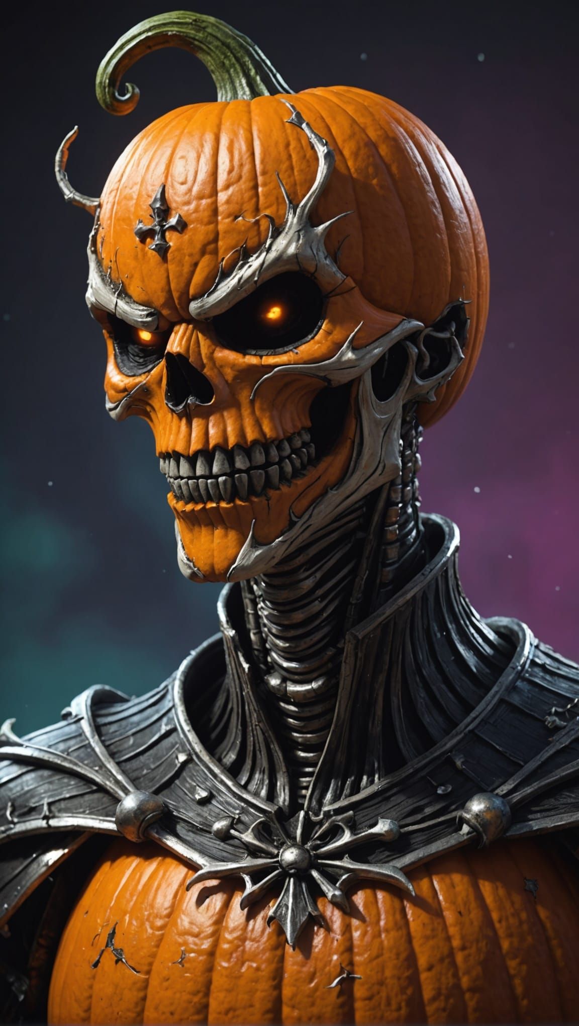 Hyperrealistic Pumpkin King with Dramatic Lighting