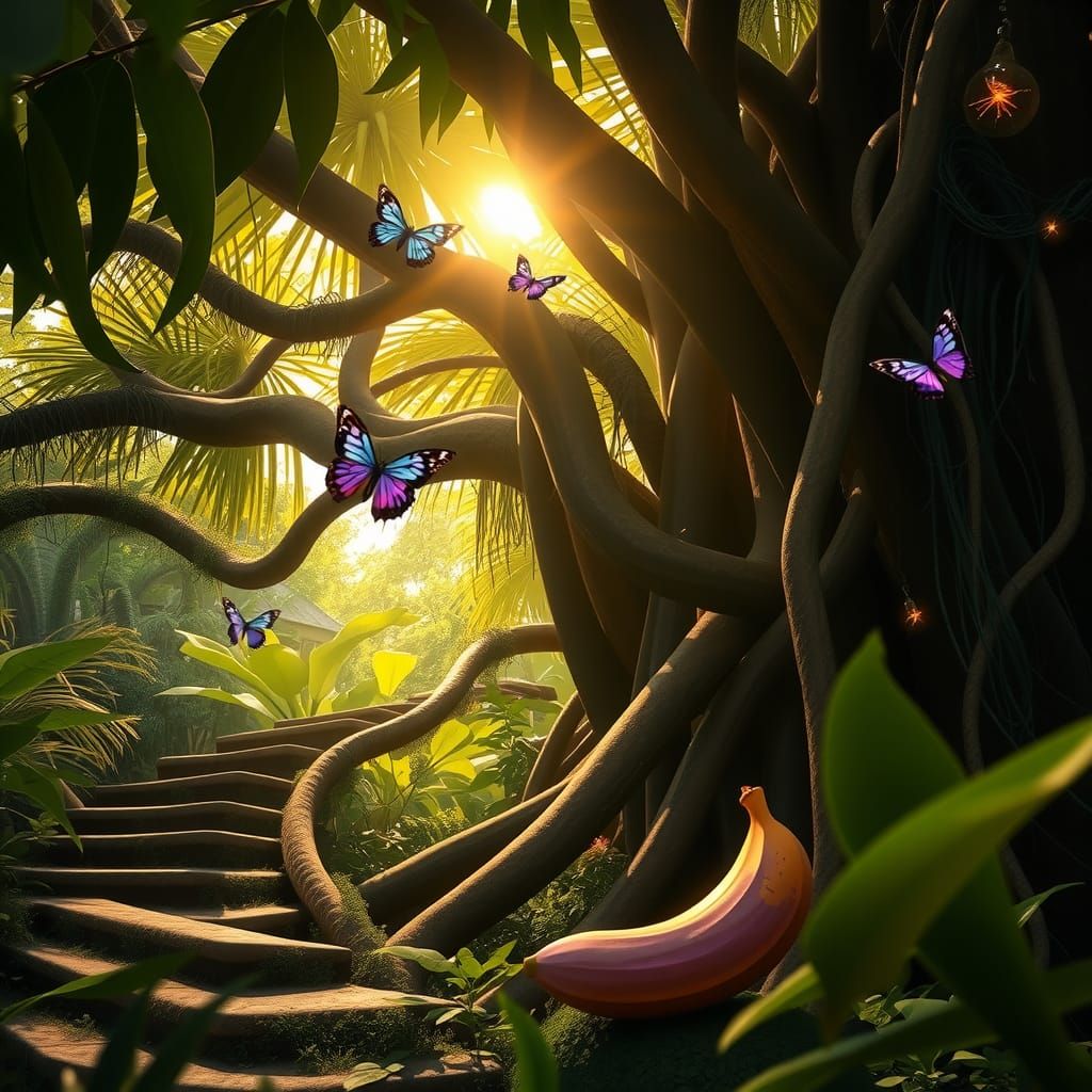 Exotic Purple Banana in Jungle Environment