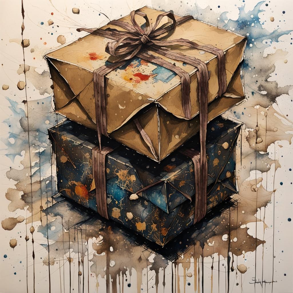 Whimsical Dark Fantasy: Packages Under a Starry Sky