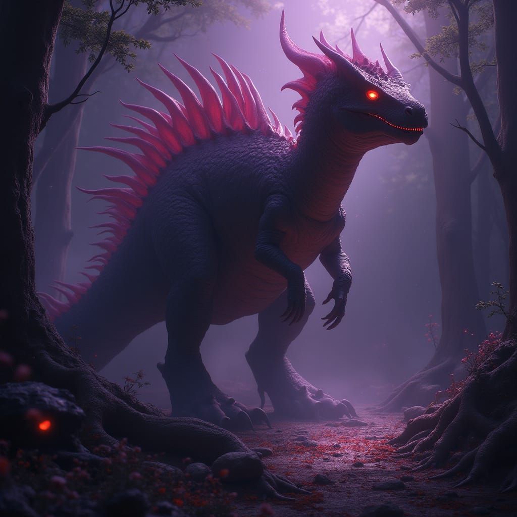 Majestic Sandersaurus in Dark Fantasy Realm