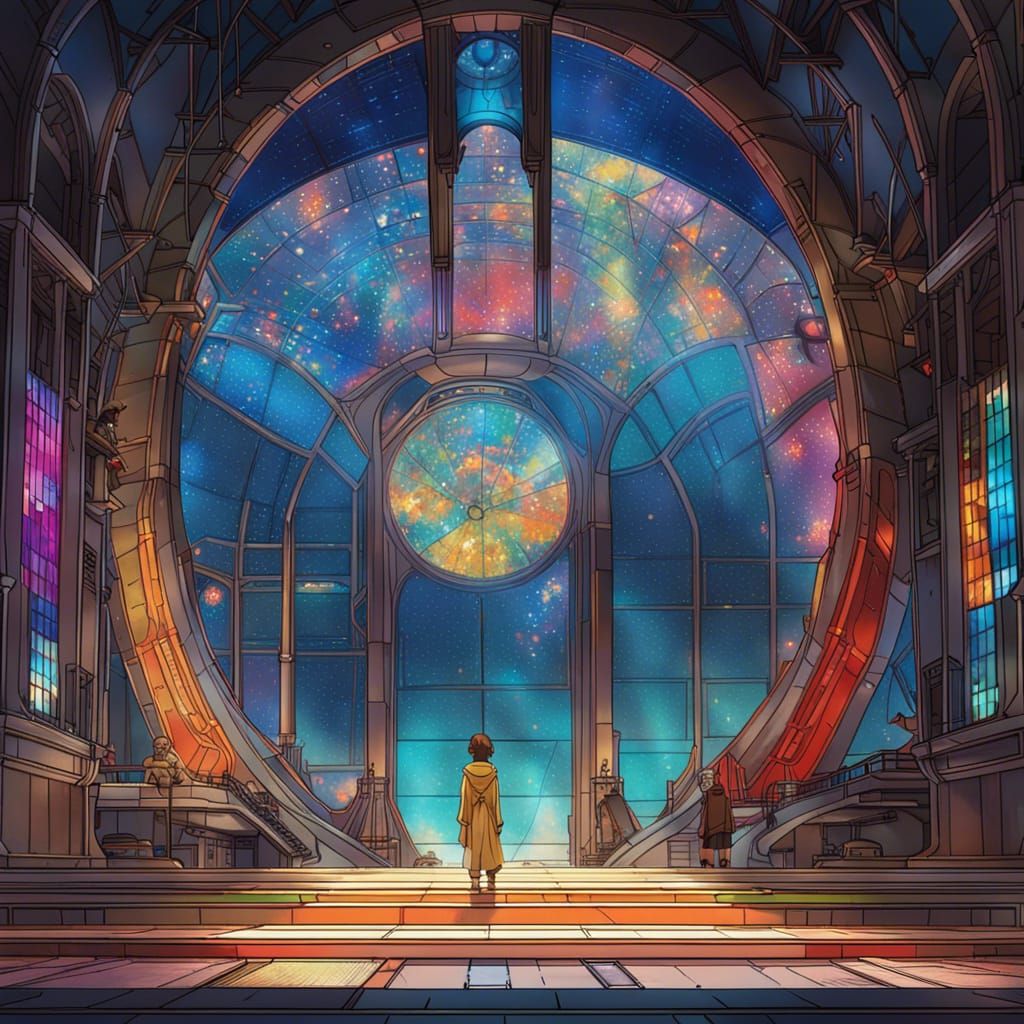 Star Wars Scene in Stained Glass Style