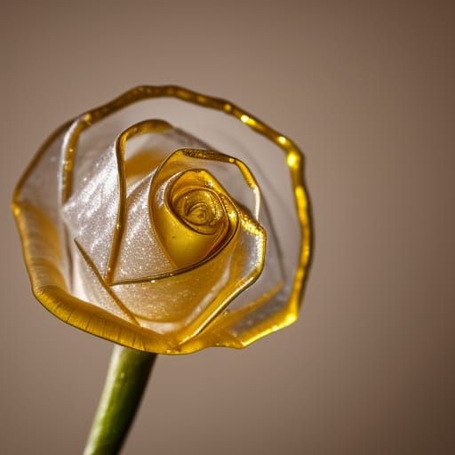 Elegant Transparent Glass Rose with Gold Stem