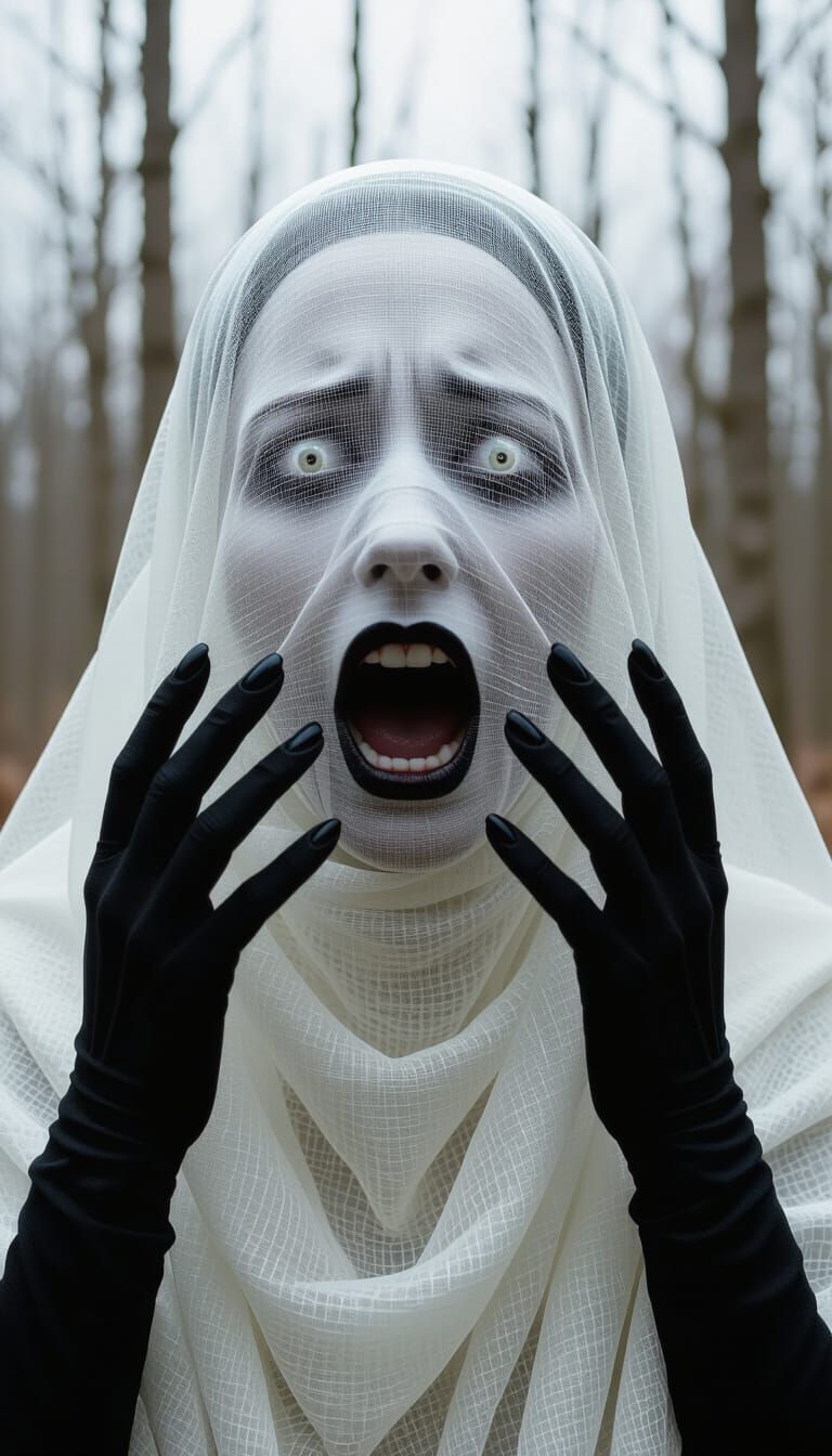 Figure Screaming in Forest Void