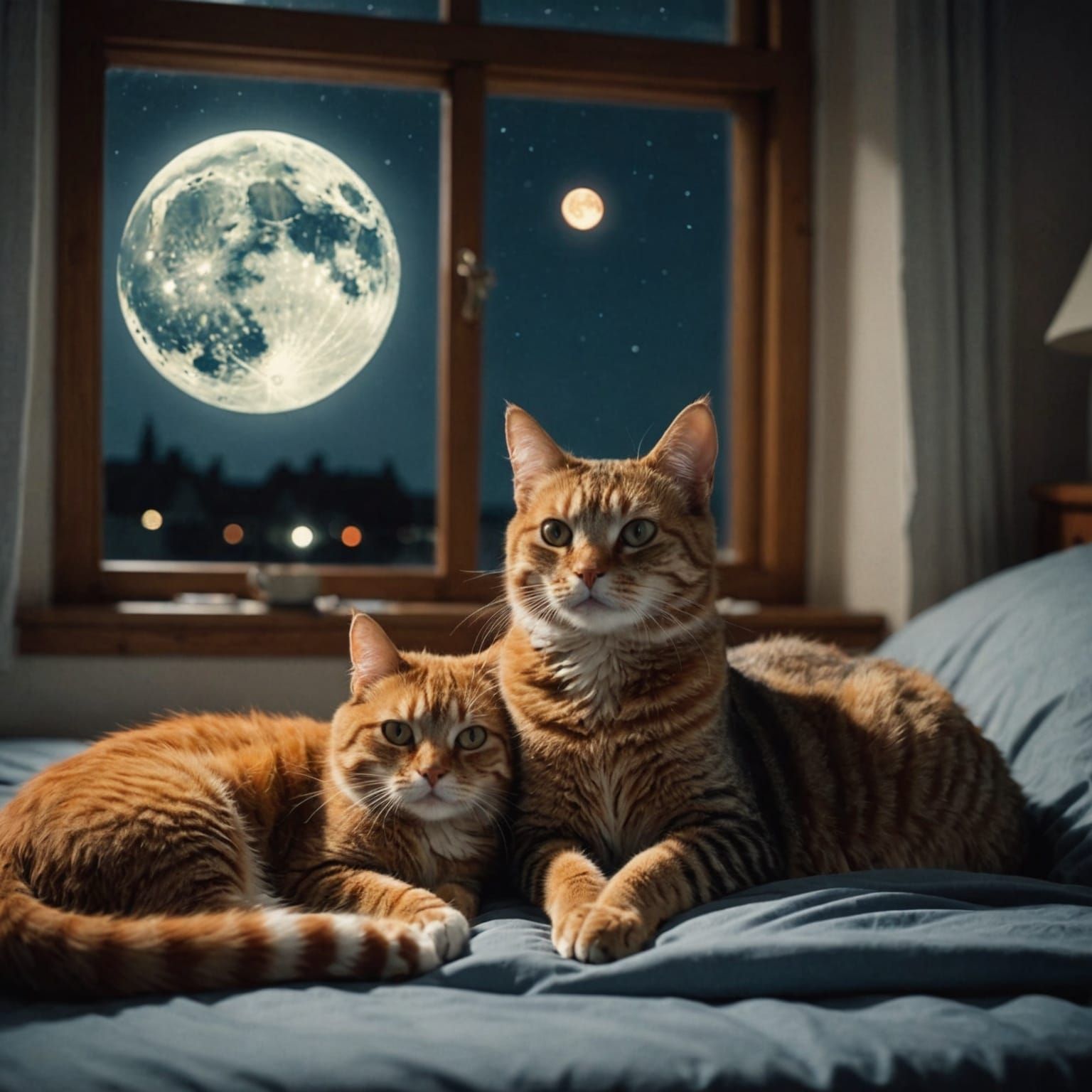 Cats in Moonlight: A Cinematic Still Life