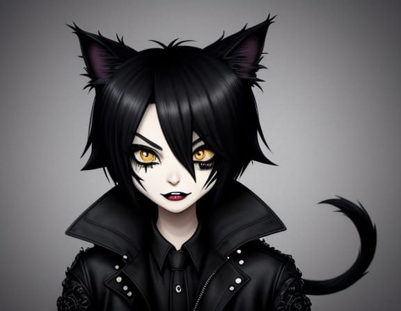 Miserable Chibi Vampire Cat in Gothic Trench Coat