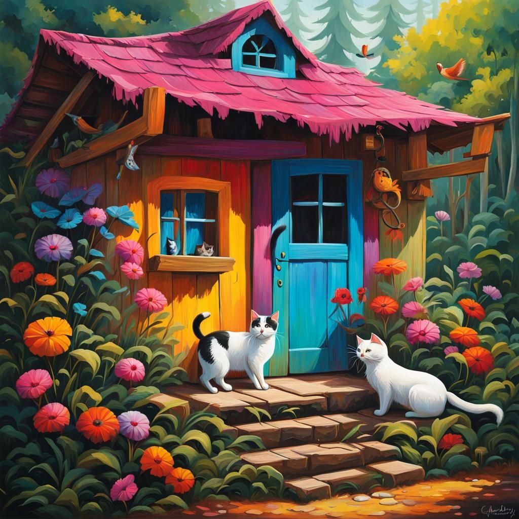 Cats' Rustic Cottage Life in Traditional Mexican Style