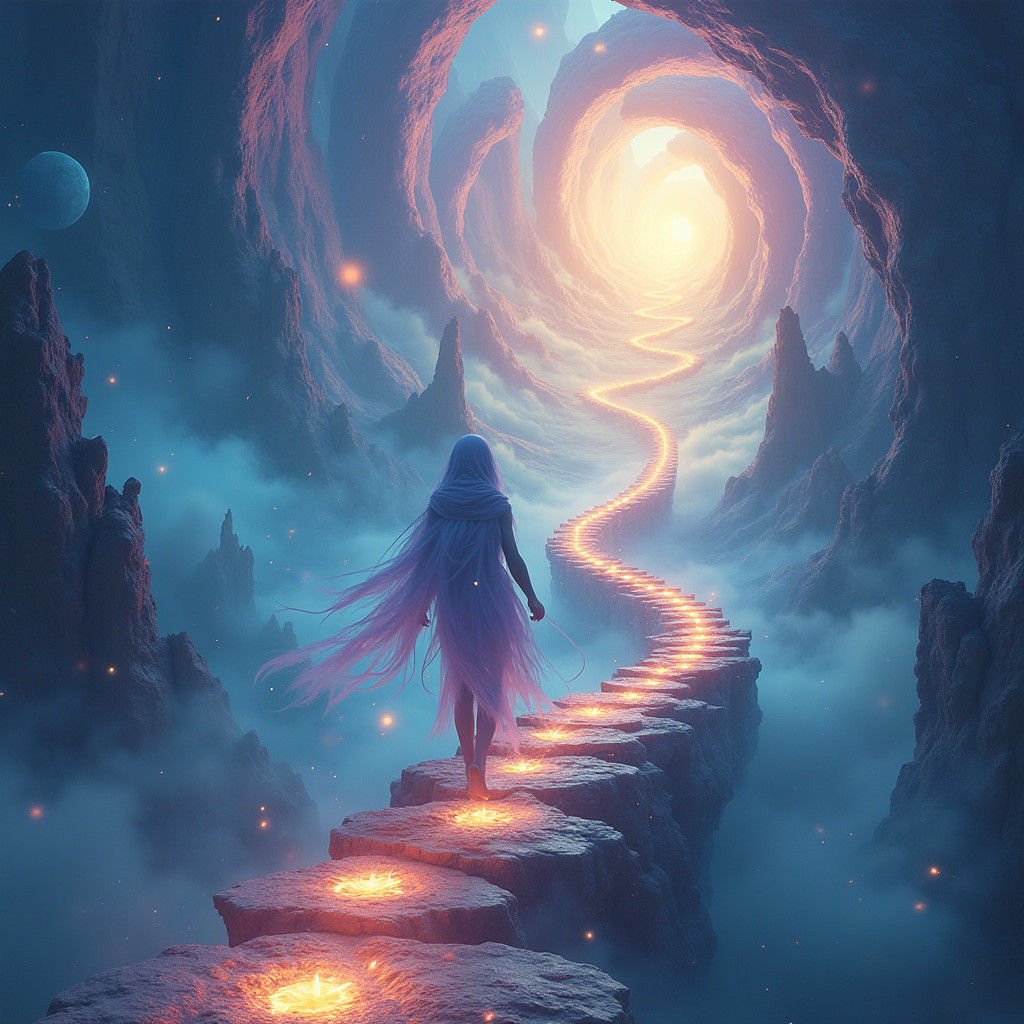 Dreamwalker in Surreal Dreamscape: A Matte Painting