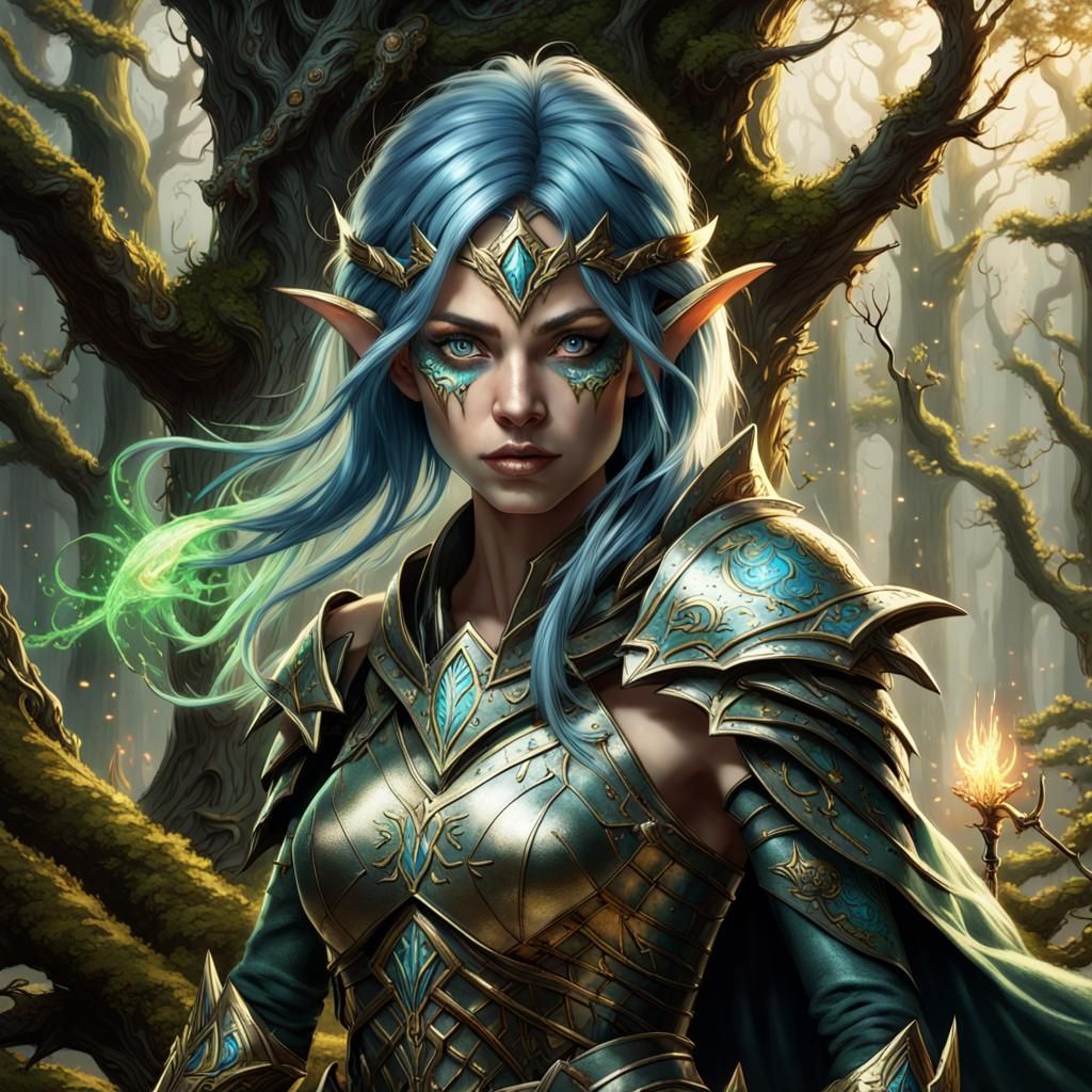 Elven Warrior in Glass Armor, Fantasy Concept Art