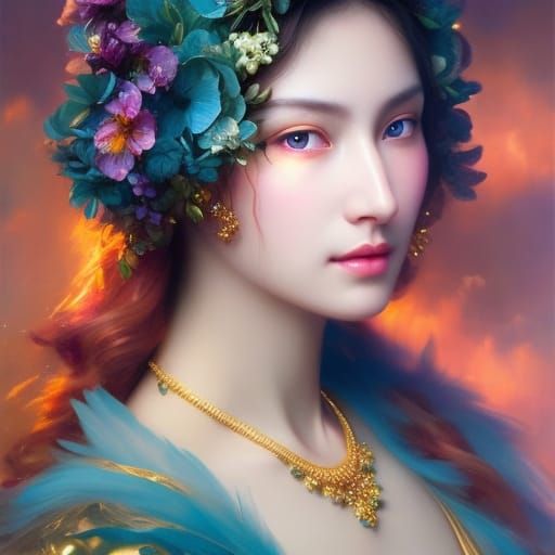 Heavenly Angelic Goddess Portrait in Hyperrealism