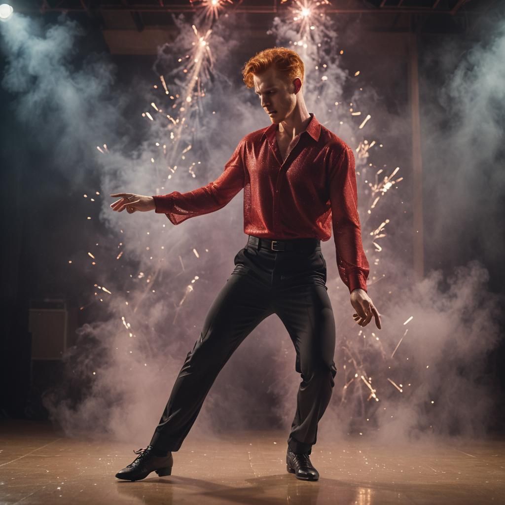 Dramatic Redhead Tap Dancer on Stage