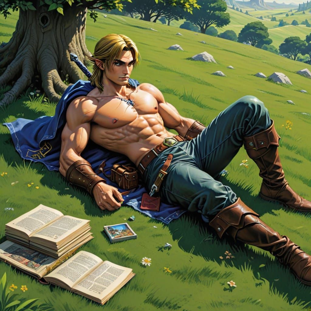 Dark Link Lounging: Comic Book Style Art