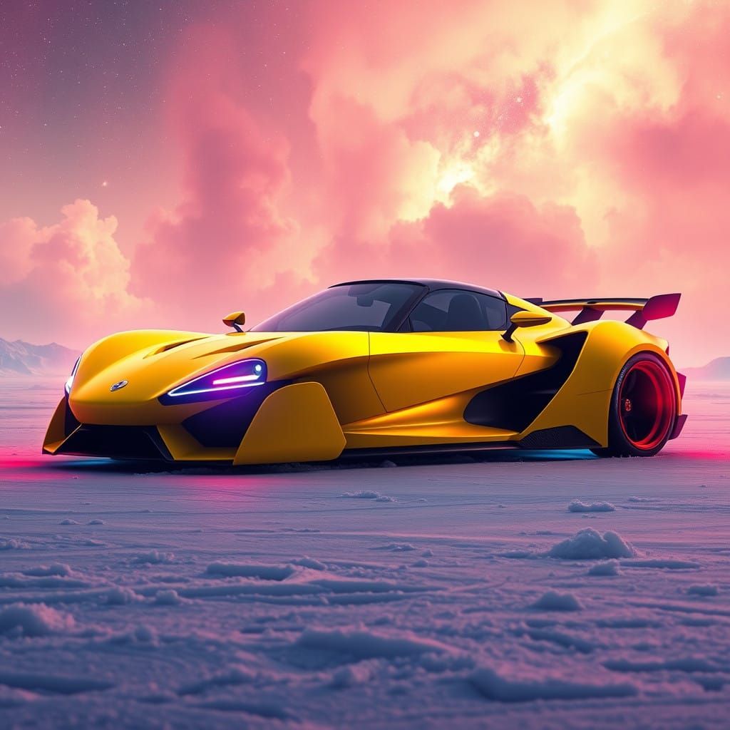 Sleek Gumpert Apollo Arrow in Ethereal Nebula Landscape
