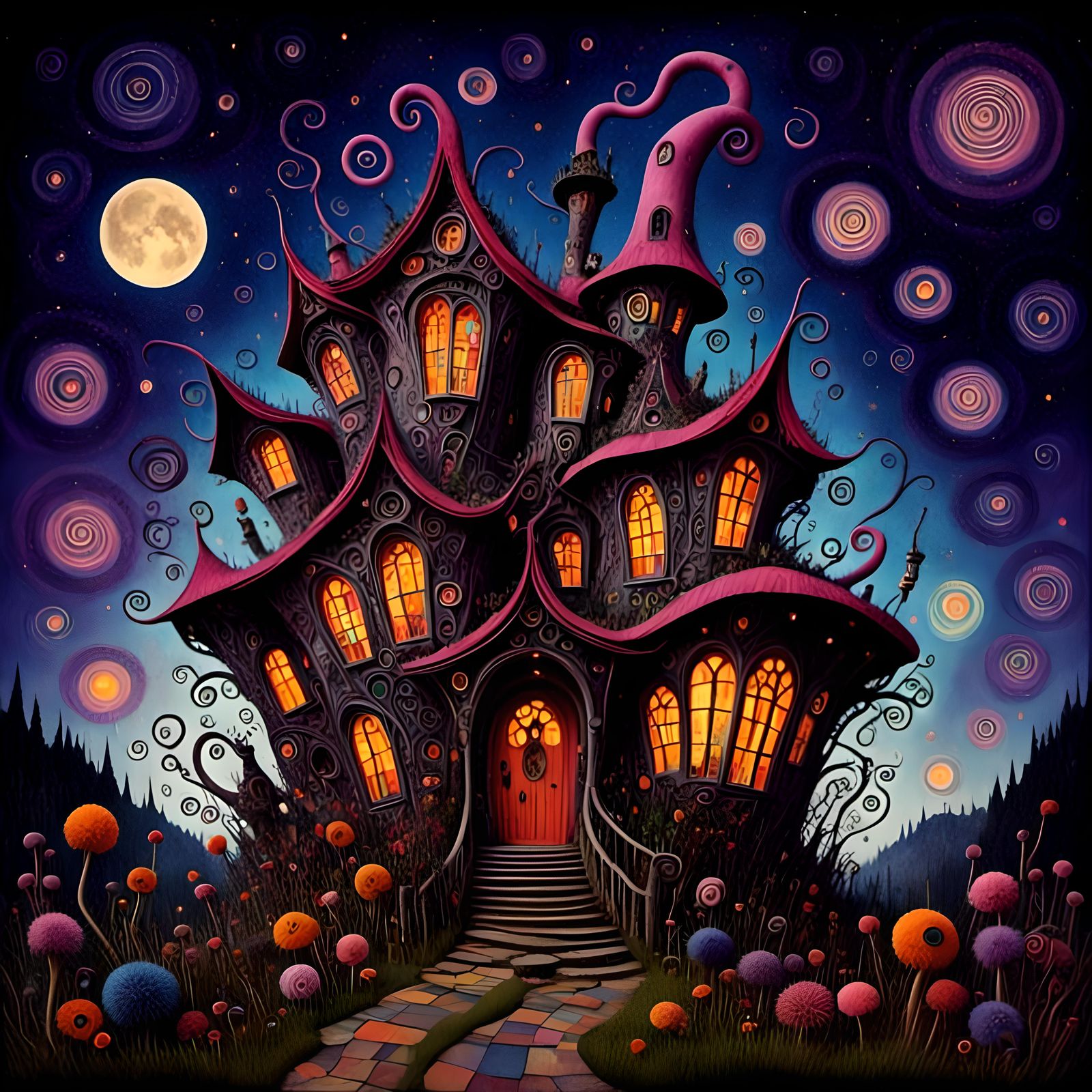 Whimsical Witches Dance in Garden House