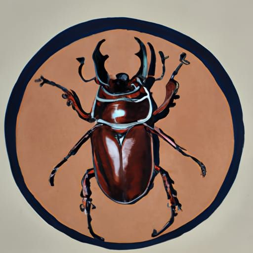 Hercules Beetle in Egg Tempera Painting