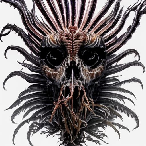 Eldritch Lionfish with Skull Face: Dark Fantasy Art