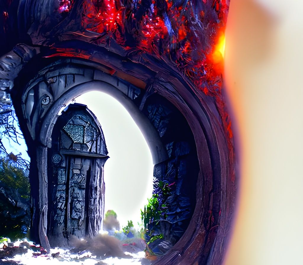 Mystical Portal to Necromancer's Castle, Digital Illustratio...