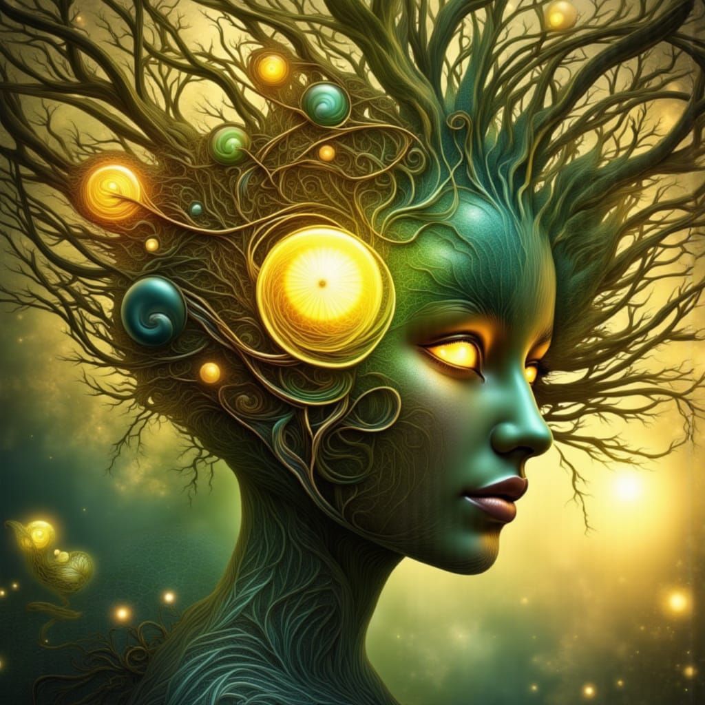 Surreal Portrait of a Lady in an Organic, Botanical Cityscap...