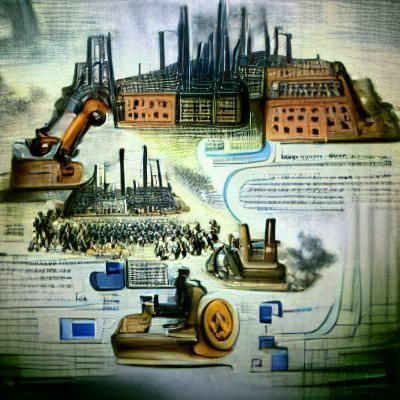 Industrial Revolution Scene: Factories and Steam Power