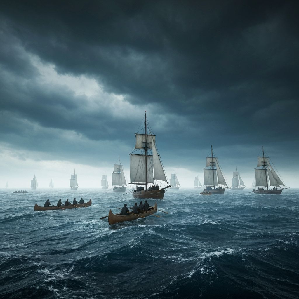 Turbulent Sea with Sailboats in Cinematic 3D Graphics