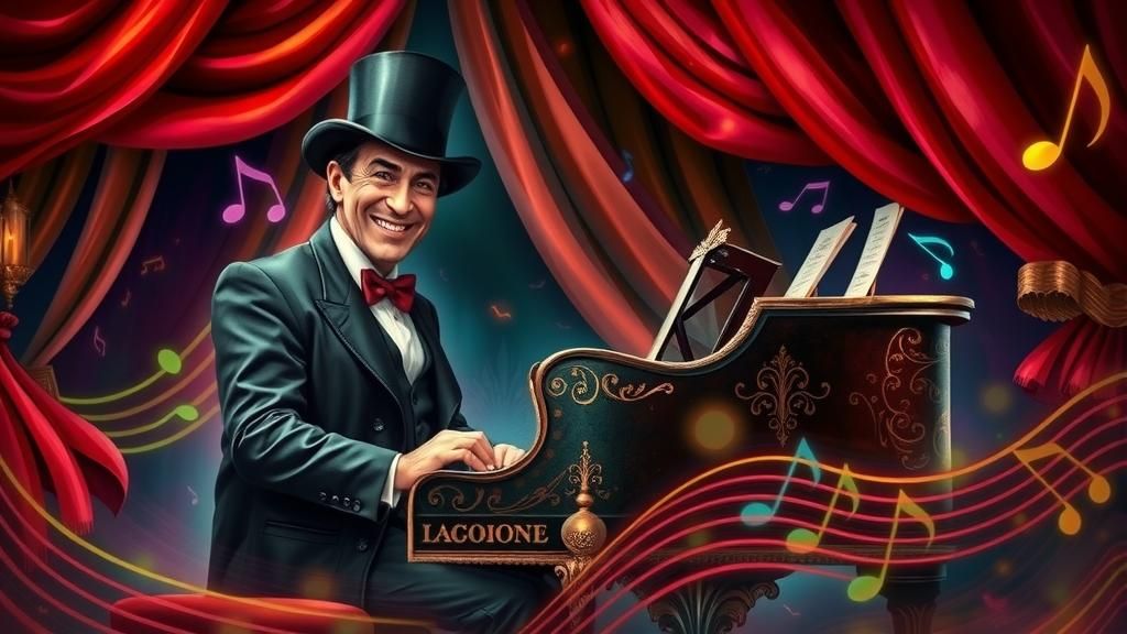 Surreal Ragtime Pianist in Dreamlike Setting