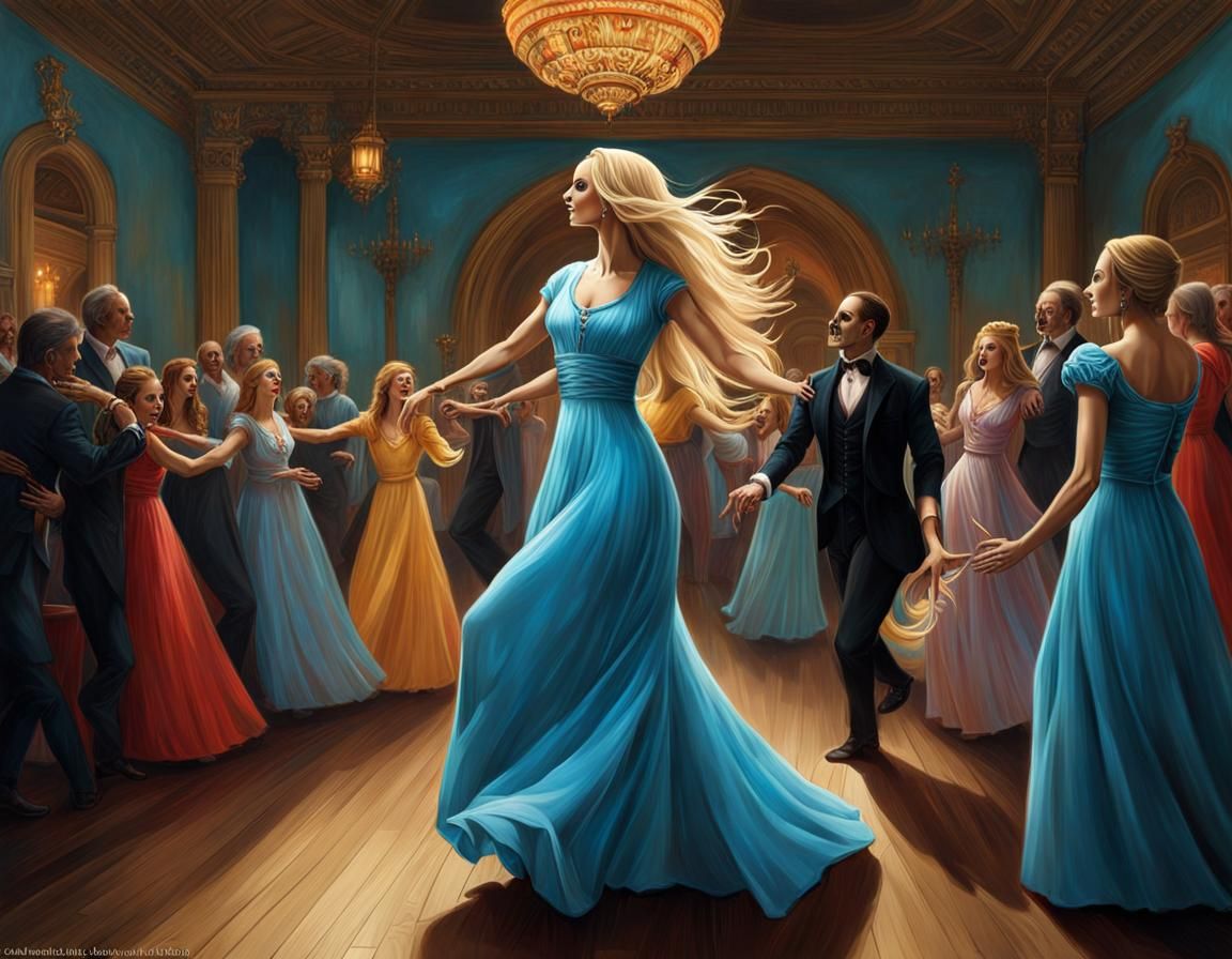 Danse Macabre: Woman Dancing with Skeleton