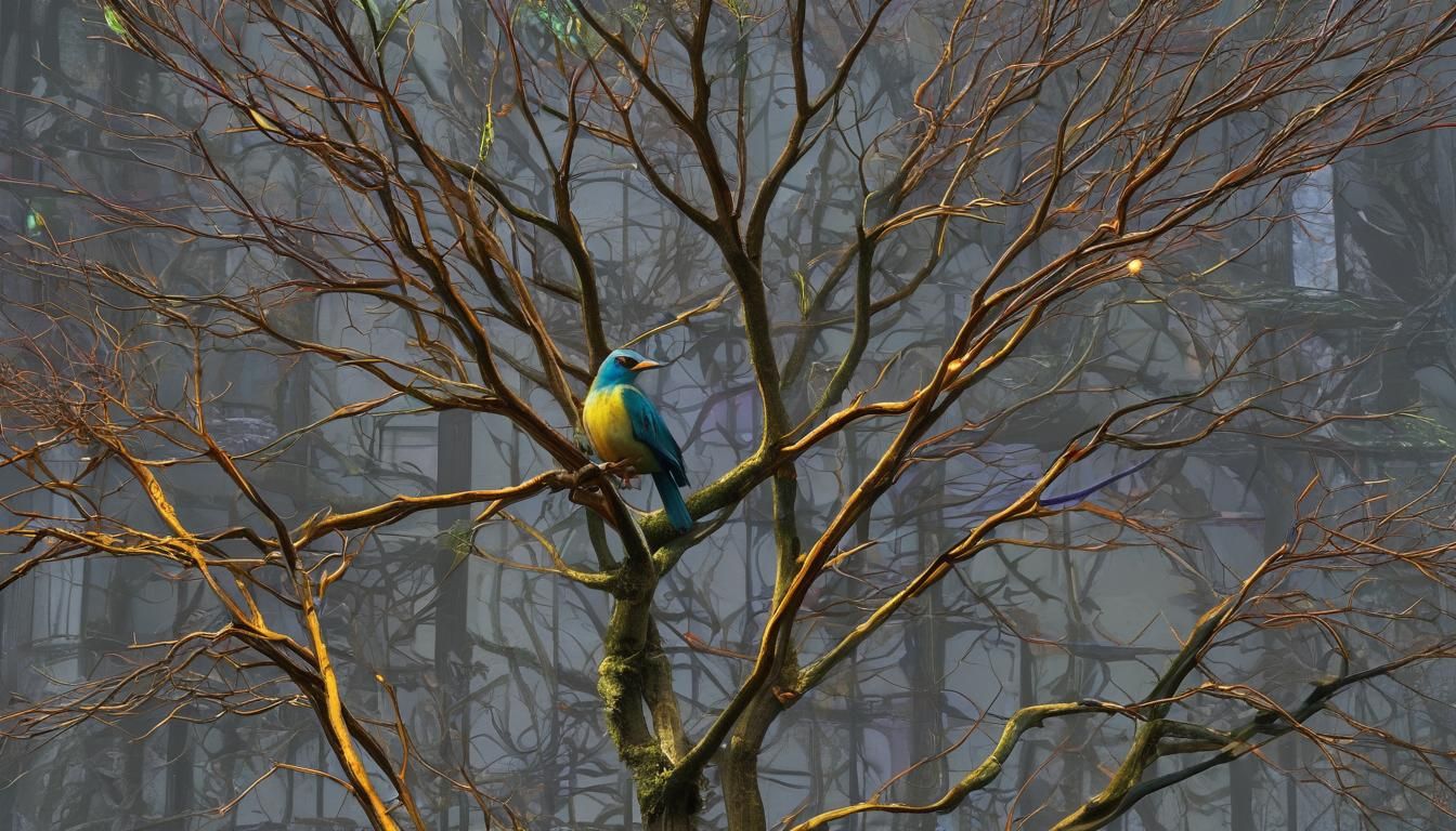 Rainbow Birds-of-Paradise in Art Deco Setting