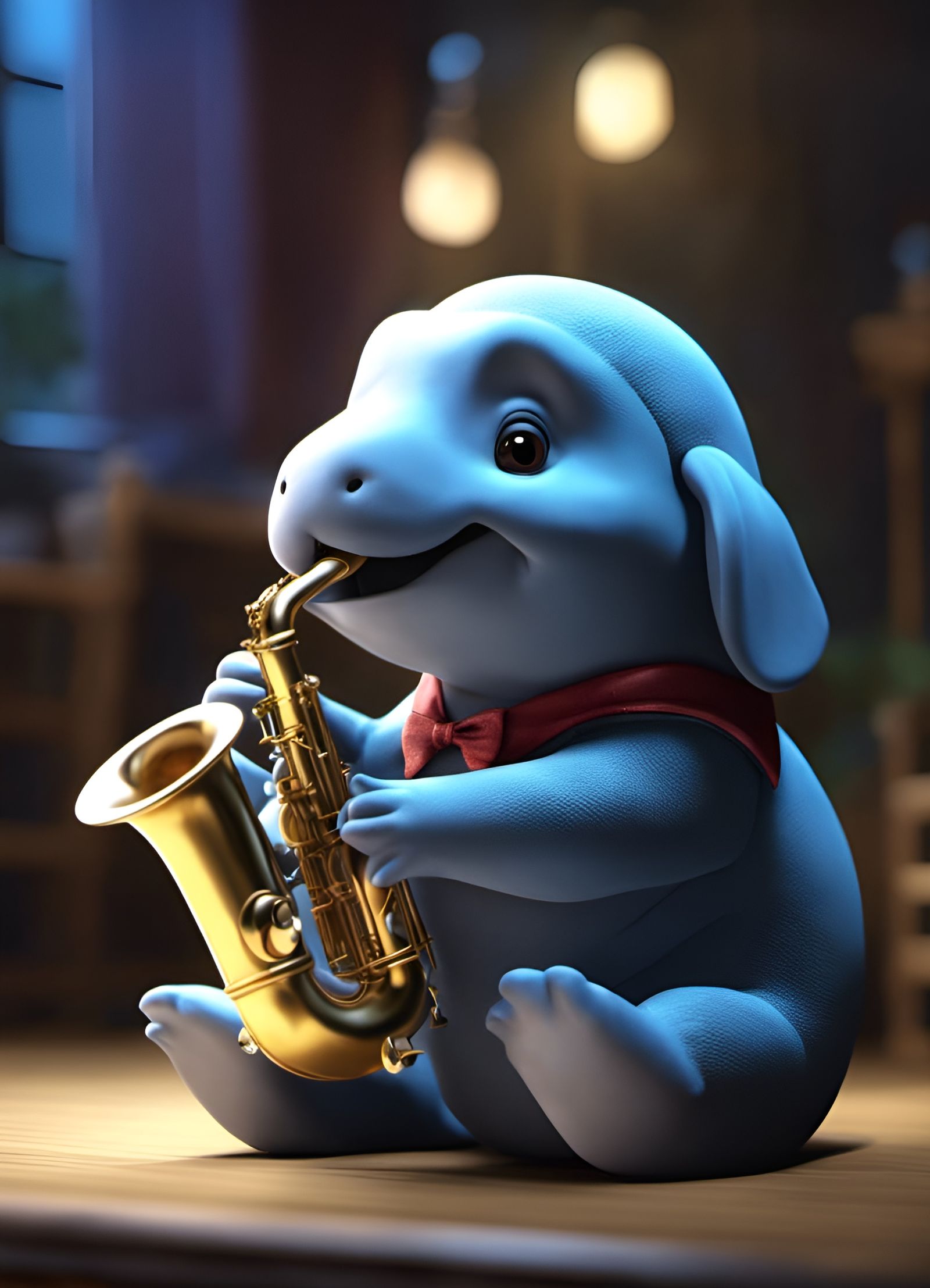 Adorable Baby Manatee Plays Saxophone: CGI Character