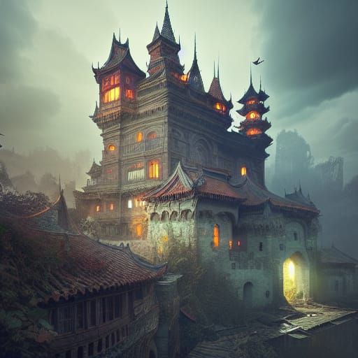 Hyperdetailed Castle Photo Manipulation in Fantasy Style
