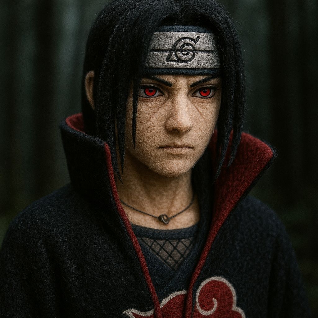 Felt Sculpture of Itachi Uchiha with Sharingan Eyes