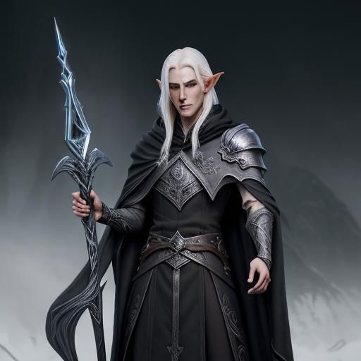High Elf Sorcerer with Mystic Staff, Fantasy Art