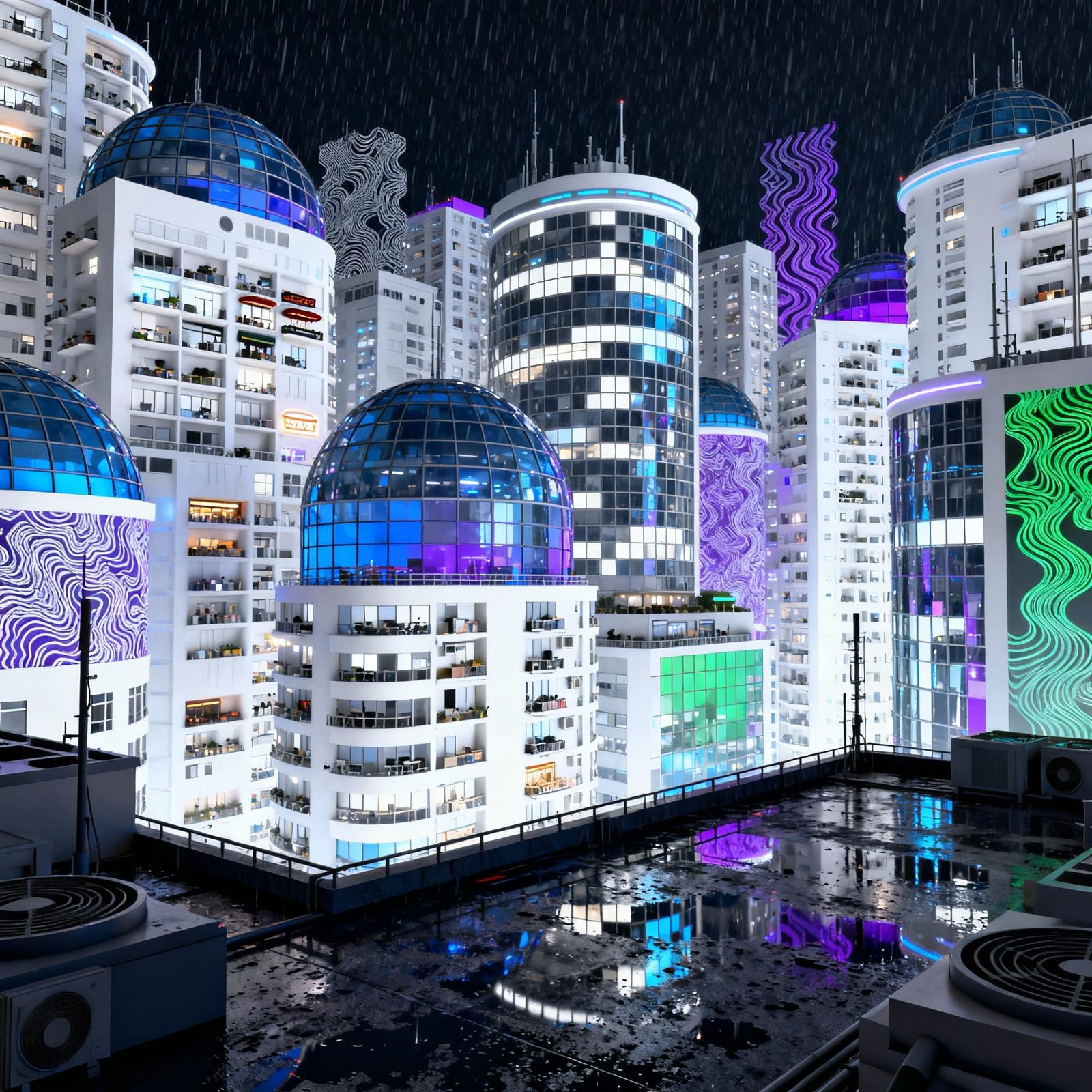 Futuristic Cityscape: Cyberpunk Minimalism in Rain