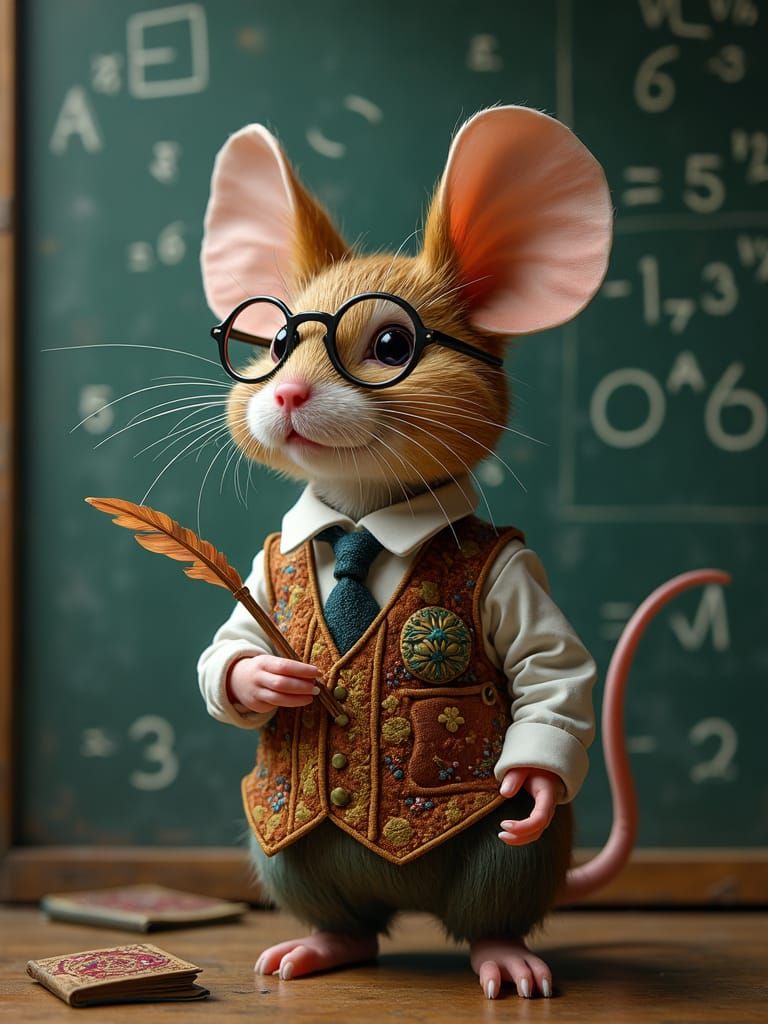 Whimsical Mouse Scholar in Elegant Waistcoat