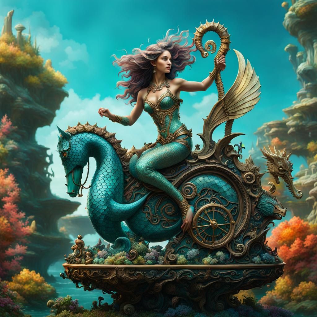 Gemstone Mermaid Statue in Fantasycore Art Style