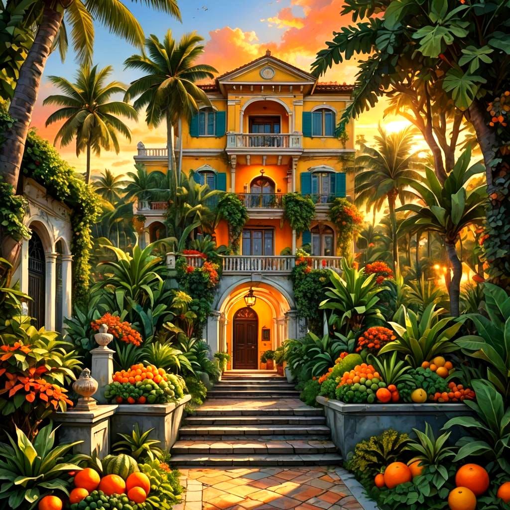 Seaside Mansion with Tropical Foliage in Unreal Engine