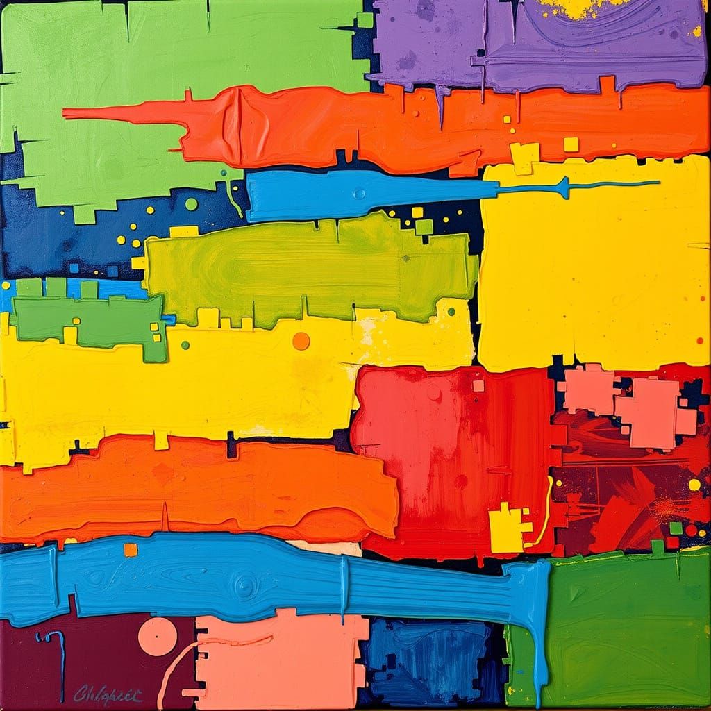 Abstract Nude Figure in Complementary Colors