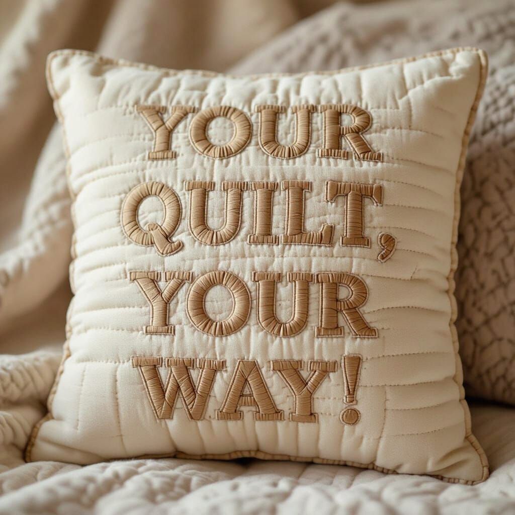 Cozy Quilted Pillow With "Your Quilt, Your Way!" Stitching