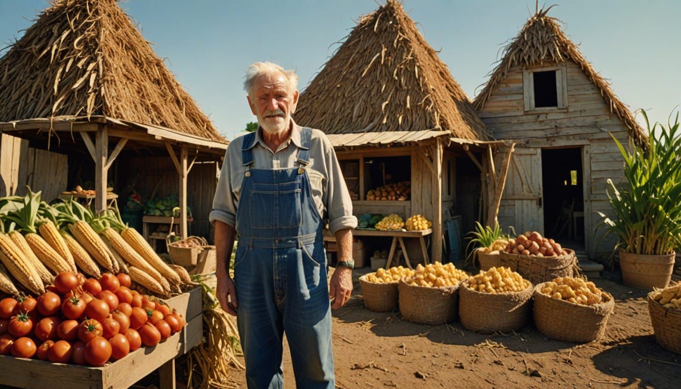 Rustic Farmstand Portrait in Vintage Style