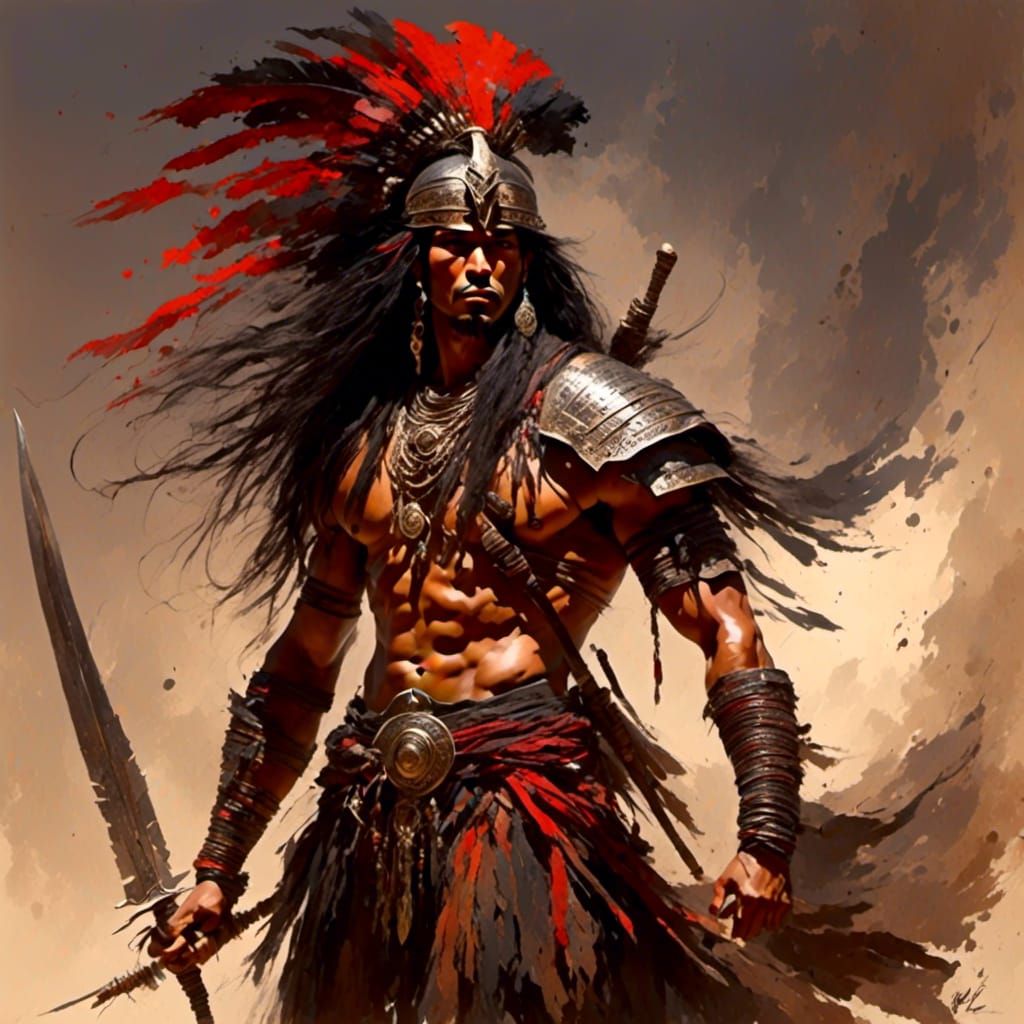 Dramatic Portrait of a Male Warrior